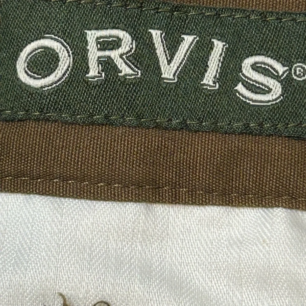 Orvis‎ Men's Brown 10-Pocket Cargo Pants Leather Trim Pockets 36/32 Hiking Trek
